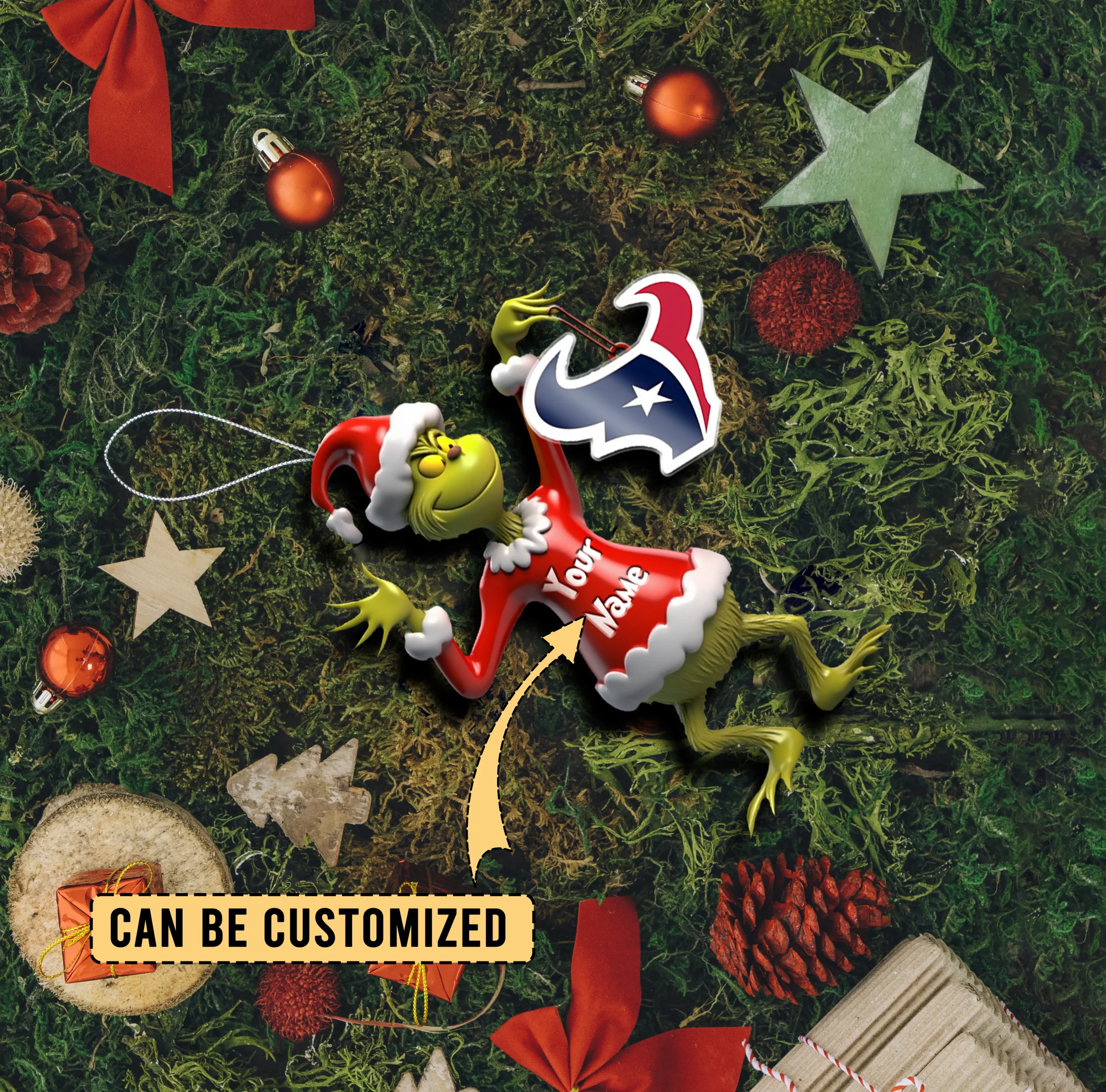 Sportswearmerch Houston Texan NFLs x The Grinch Acrylic Ornament Gift For Fans