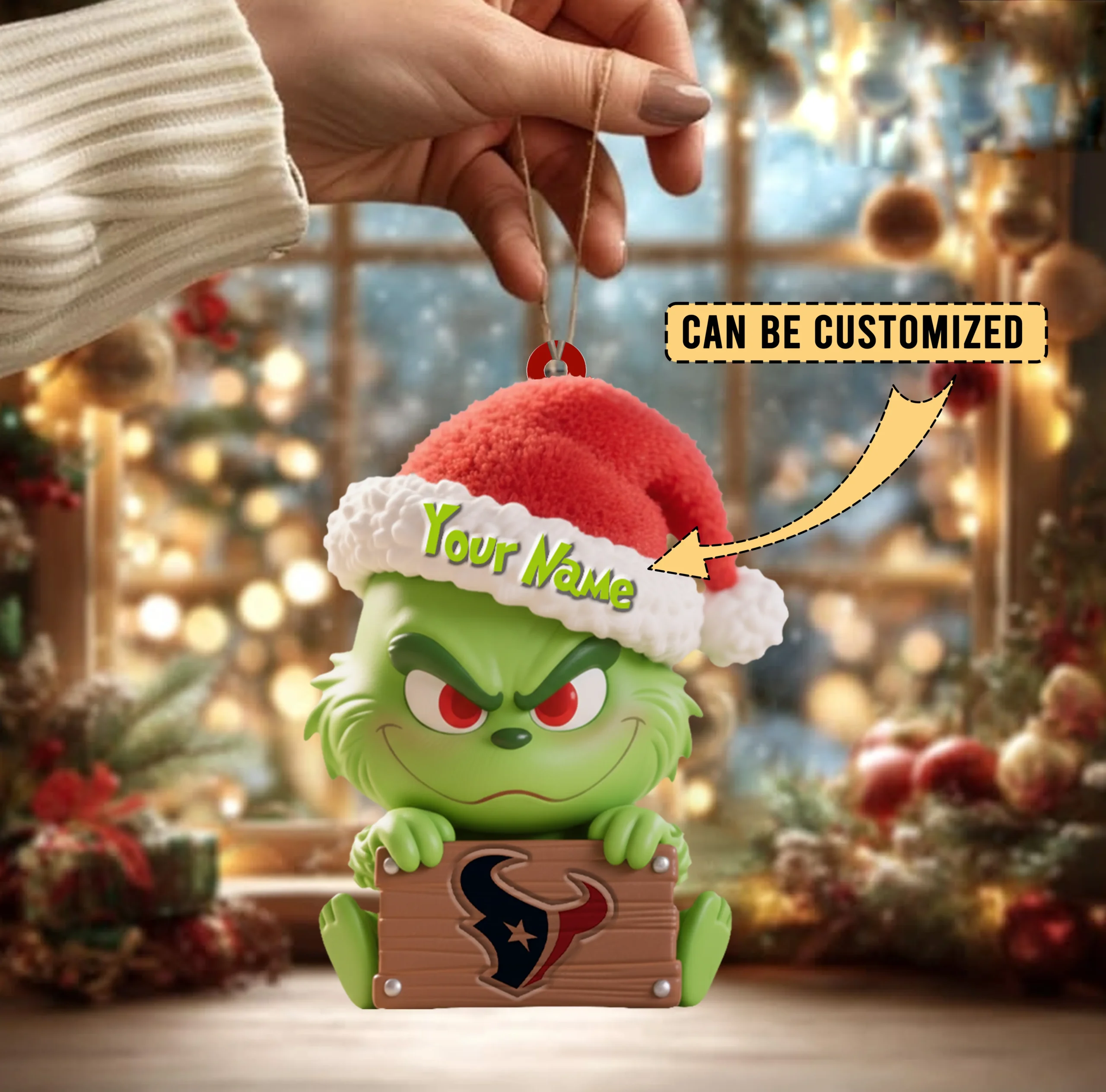 Sportswearmerch Houston Texan NFLs x The Grinch Acrylic Ornament Gift For Fans