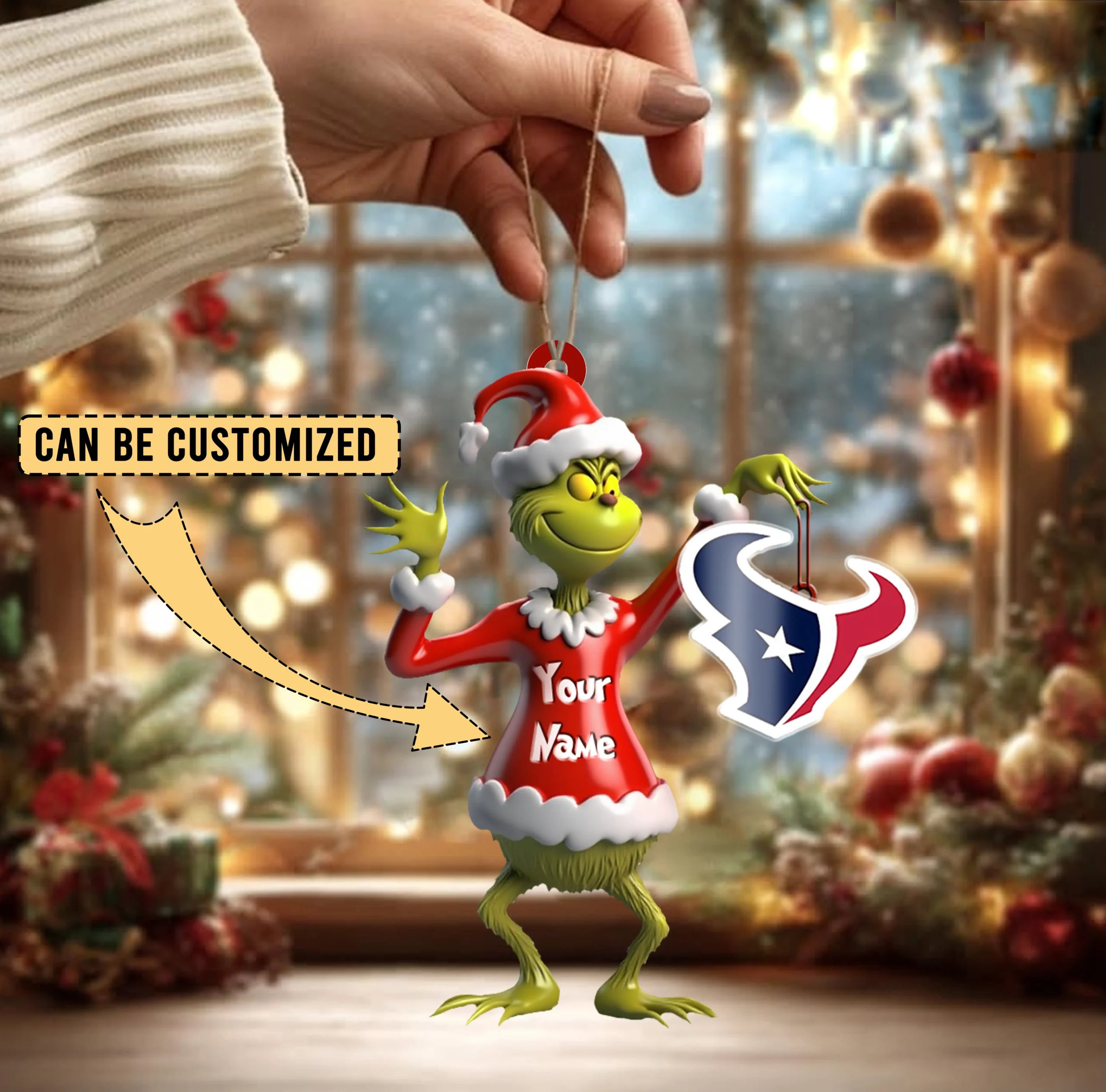 Sportswearmerch Houston Texan NFLs x The Grinch Acrylic Ornament Gift For Fans