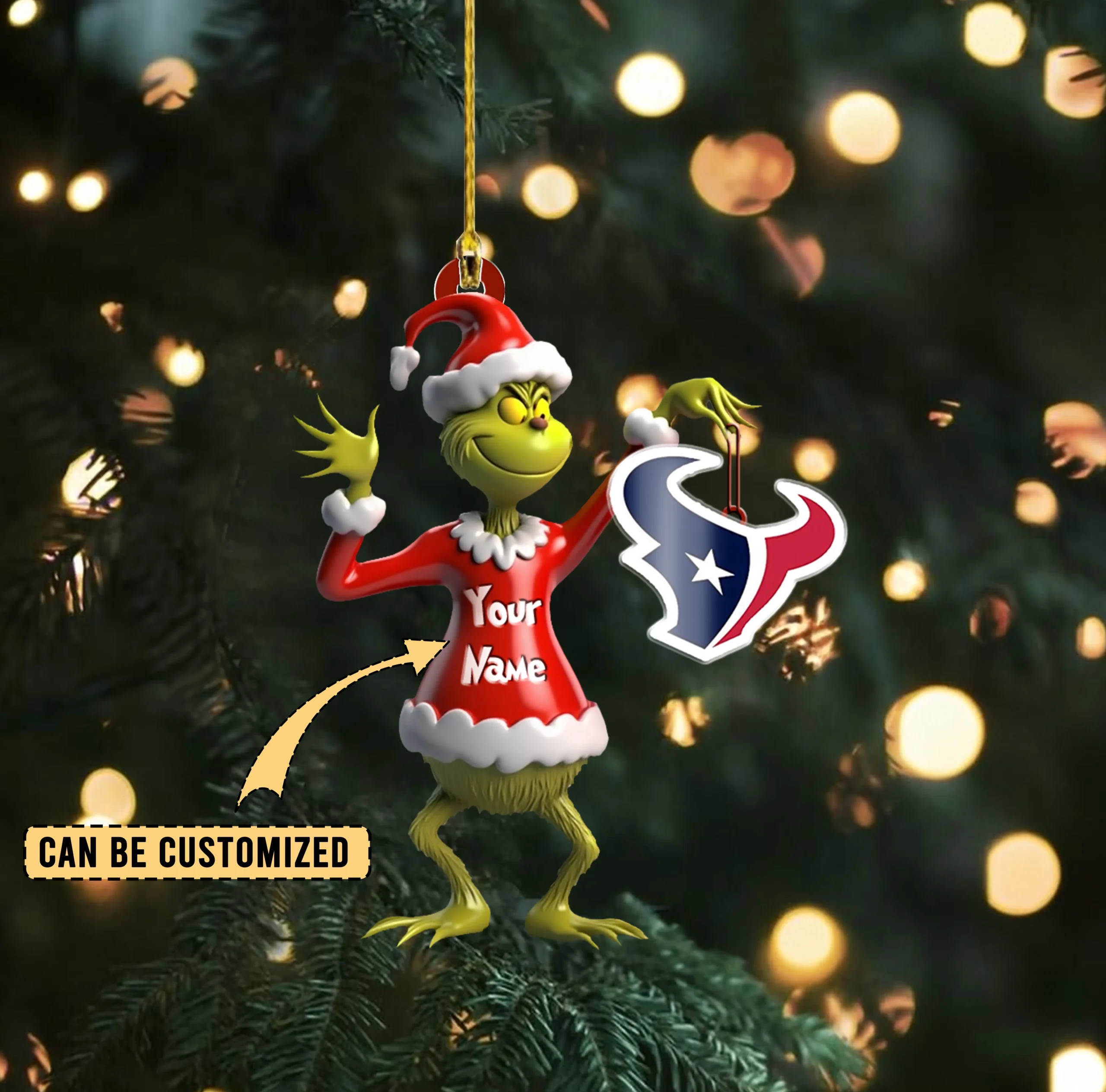 Sportswearmerch Houston Texan NFLs x The Grinch Acrylic Ornament Gift For Fans