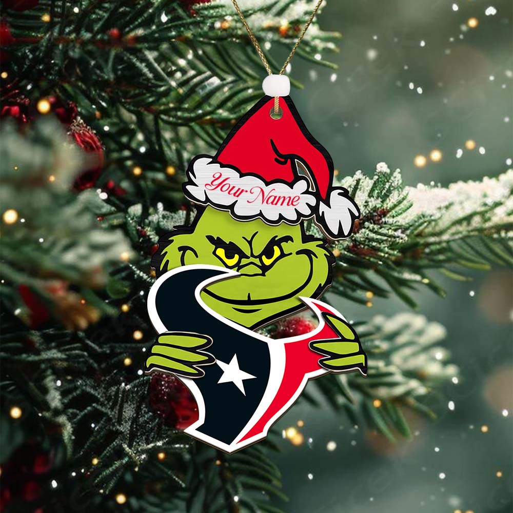 Sportswearmerch Houston Texan NFLs x The Grinch Christmas Acrylic Ornament Gift For Fans
