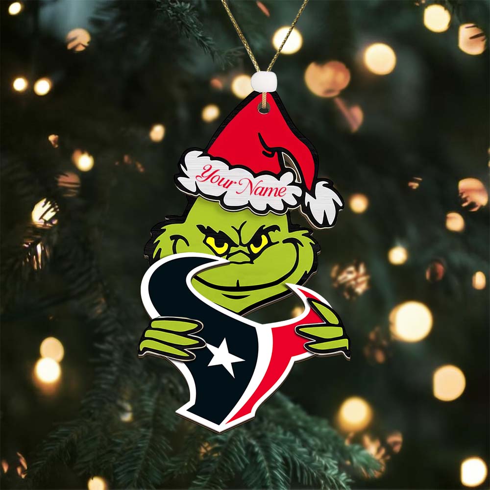 Sportswearmerch Houston Texan NFLs x The Grinch Christmas Acrylic Ornament Gift For Fans