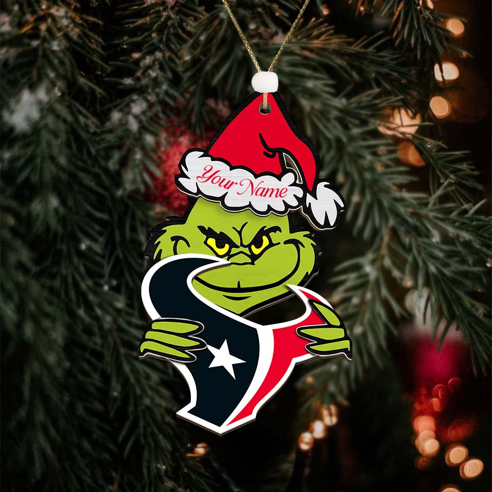Sportswearmerch Houston Texan NFLs x The Grinch Christmas Acrylic Ornament Gift For Fans