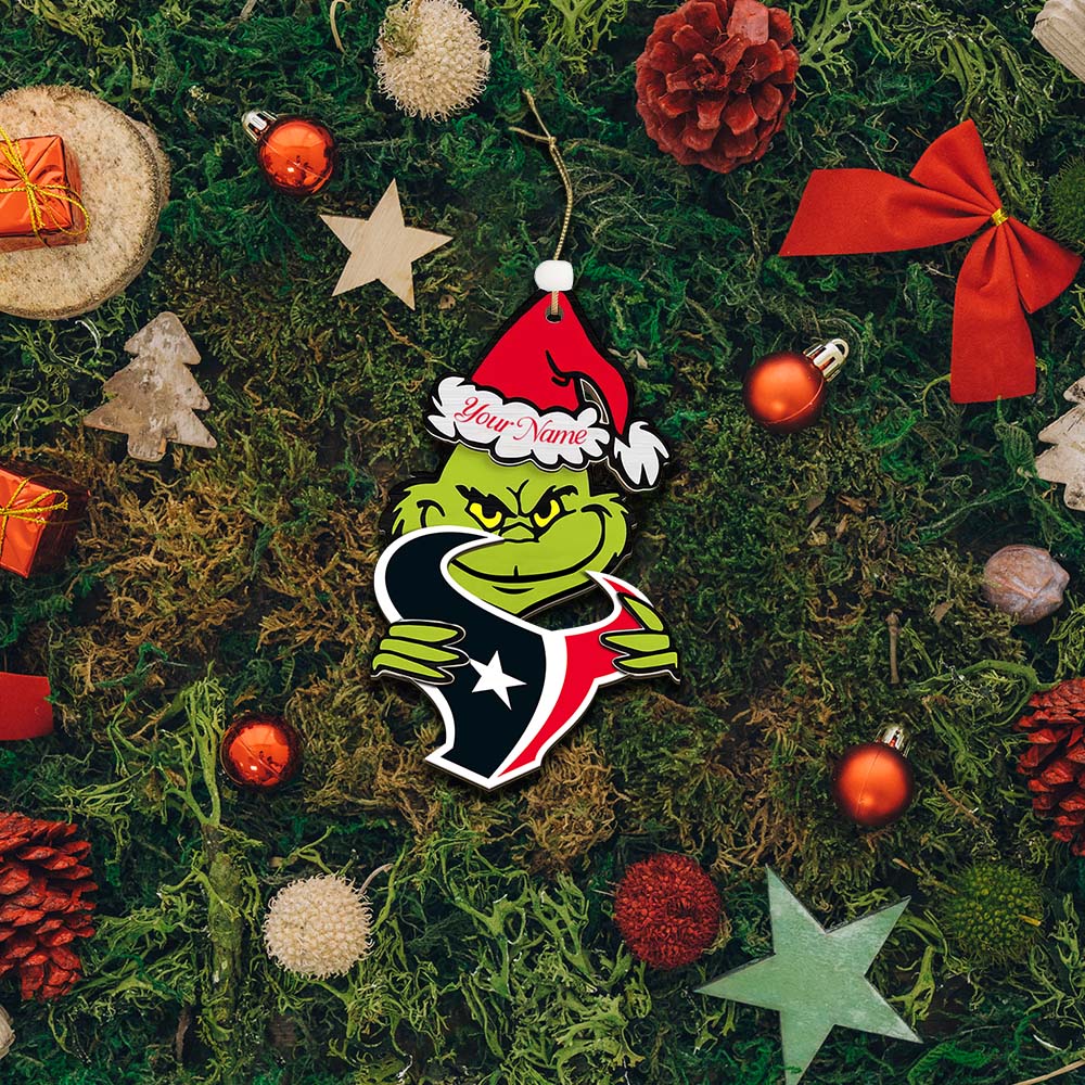 Sportswearmerch Houston Texan NFLs x The Grinch Christmas Acrylic Ornament Gift For Fans