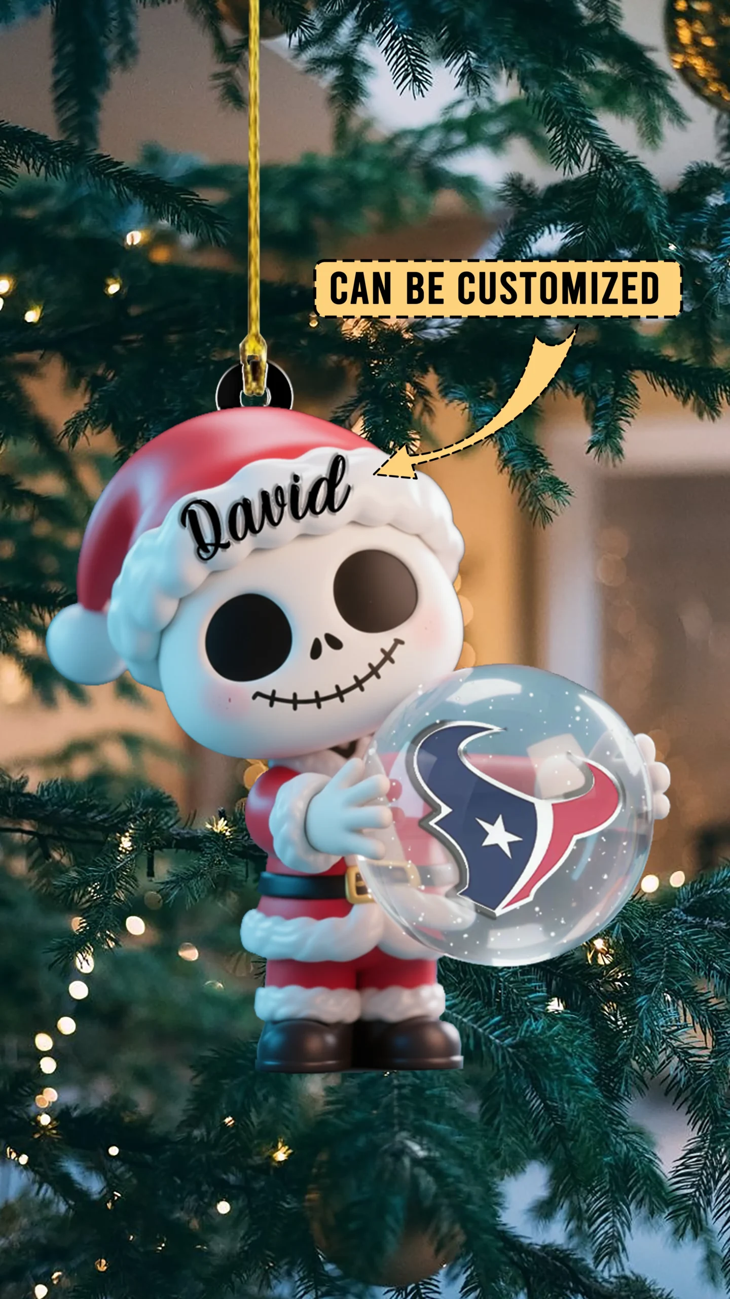 Sportswearmerch Houston Texan NFLs x The Nightmare Before Christmas Acrylic Ornament Gift For Fans