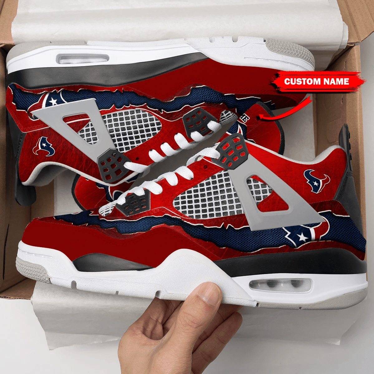 Sportswearmerch Houston Texans NFL Air Jordan 4 Sneaker AJ4 Sneakers Shoes For Men And Women