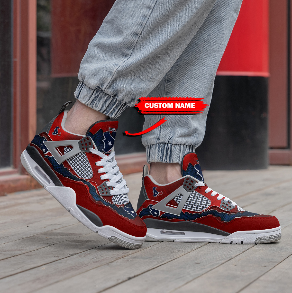 Sportswearmerch Houston Texans NFL Air Jordan 4 Sneaker AJ4 Sneakers Shoes For Men And Women