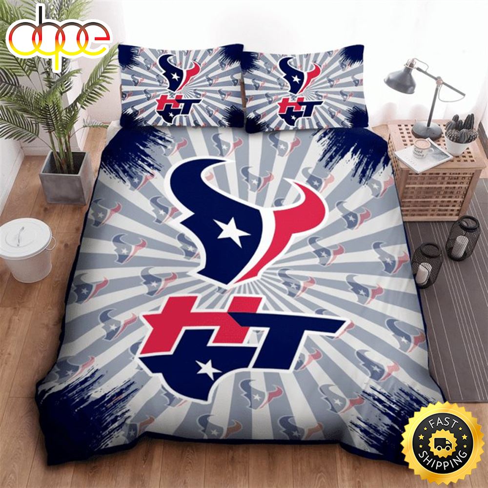 Sportswearmerch Houston Texans NFL Blue Grey Bedding Set For Fan