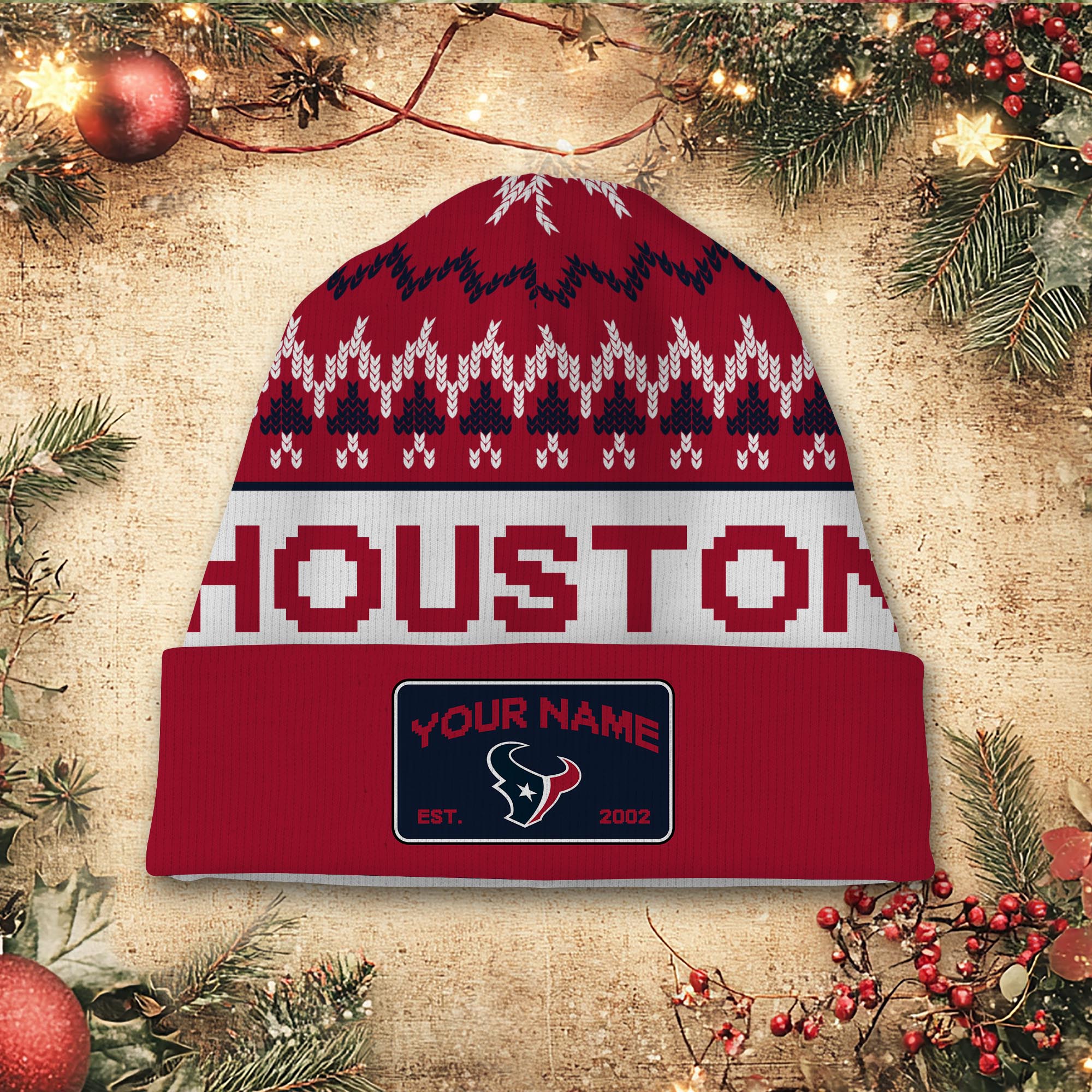 Sportswearmerch Houston Texans NFL Christmas Beanie Hat For Fan