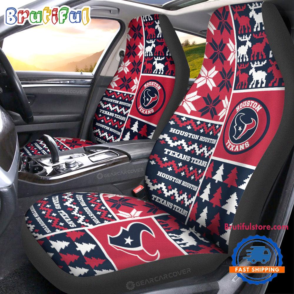 Sportswearmerch Houston Texans NFL Design Christmas Car Seat Covers For Fan
