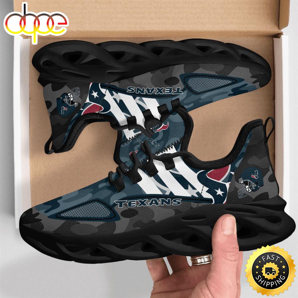 Sportswearmerch Houston Texans NFL Military Camouflage Max Soul Shoes Sneakers For Men And Women