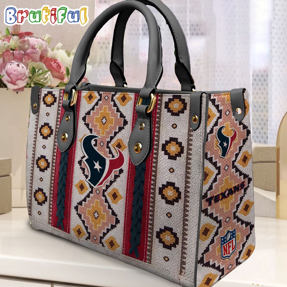 Sportswearmerch Houston Texans NFL Native American Pattern Leather Bag For Fan