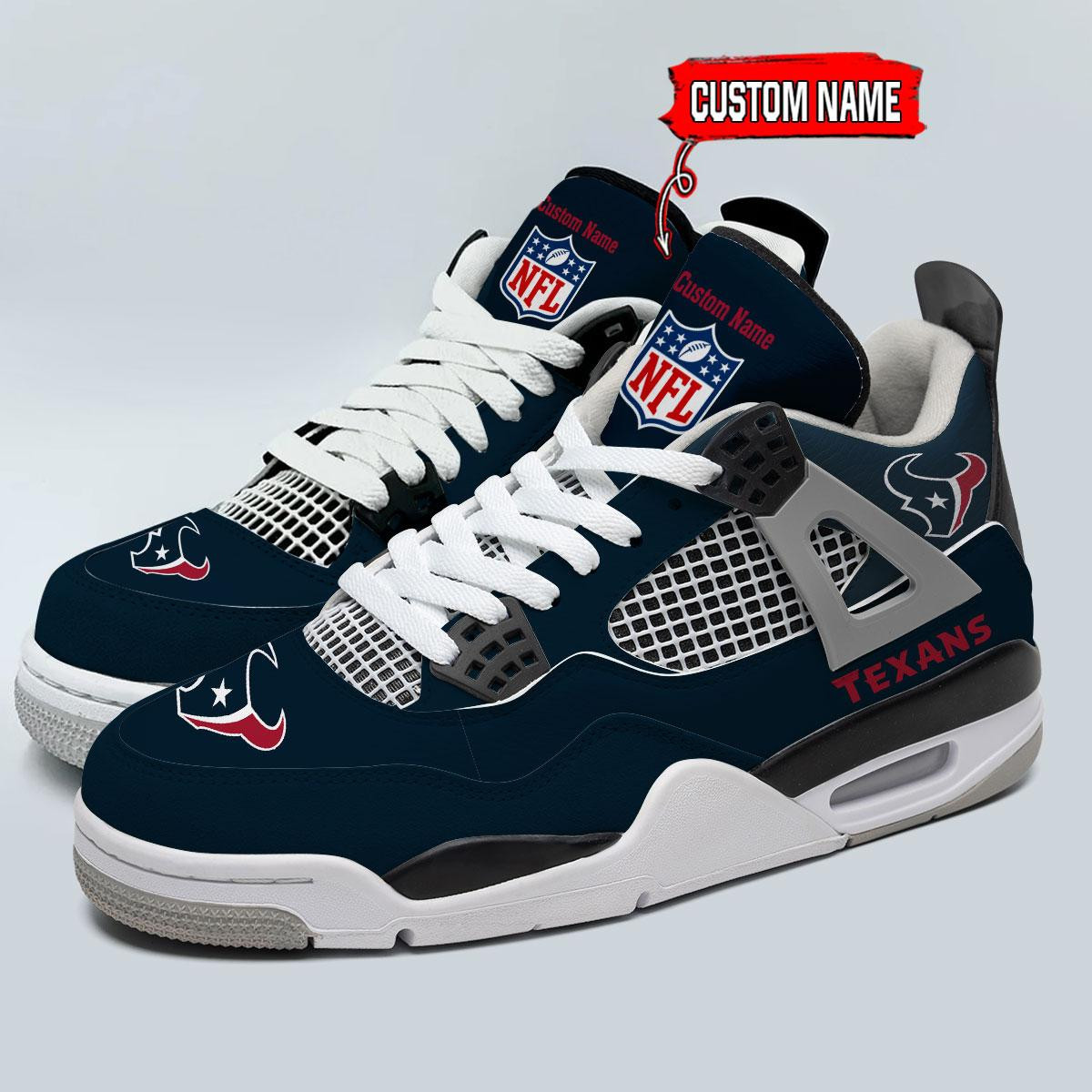 Sportswearmerch Houston Texans NFL Personalized Air Jordan 4 AJ4 Sneakers Shoes For Men And Women