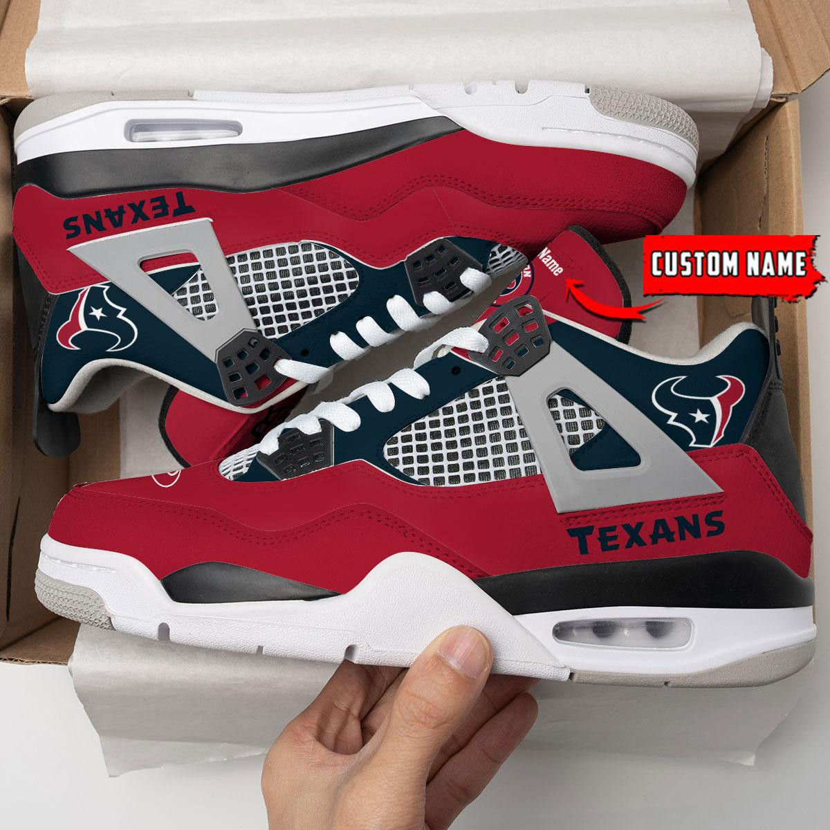 Sportswearmerch Houston Texans NFL Personalized Air Jordan 4 SnAJ4 Sneakers Shoes For Men And Women