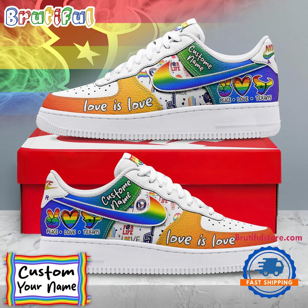 Sportswearmerch Houston Texans NFL Pride Peace Love Texans Custom Air Low-Top Shoes For Men And Women