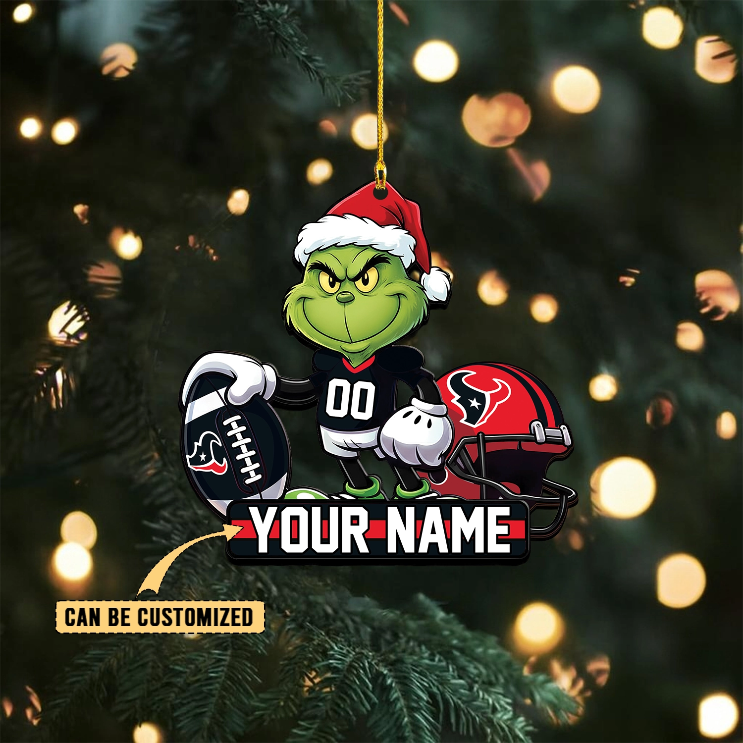 Sportswearmerch Houston Texans NFL The Grinch x Christmas Acrylic Ornament Gift For Fan