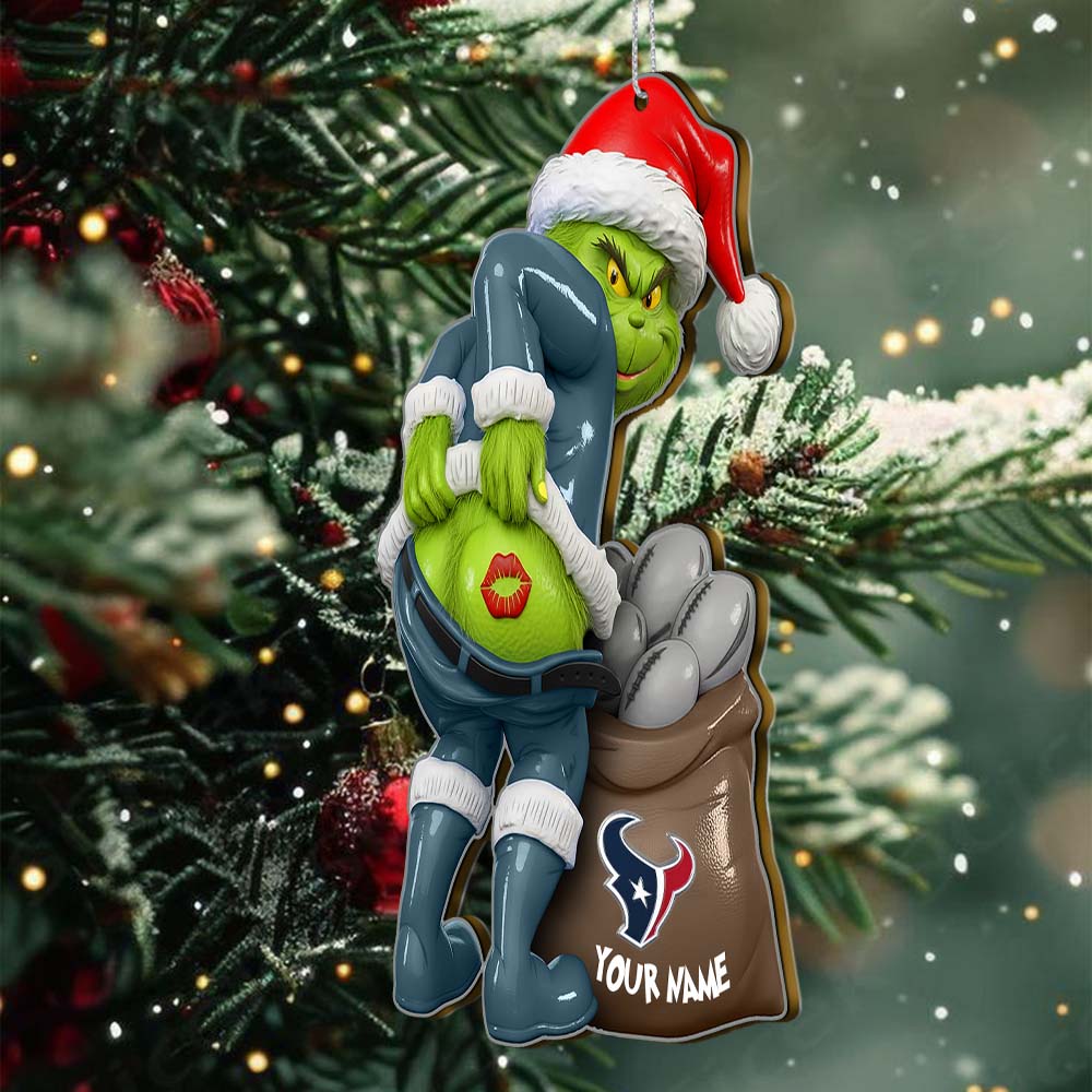 Sportswearmerch Houston Texans NFL The Grinch x Christmas Acrylic Ornament Gift For Fan
