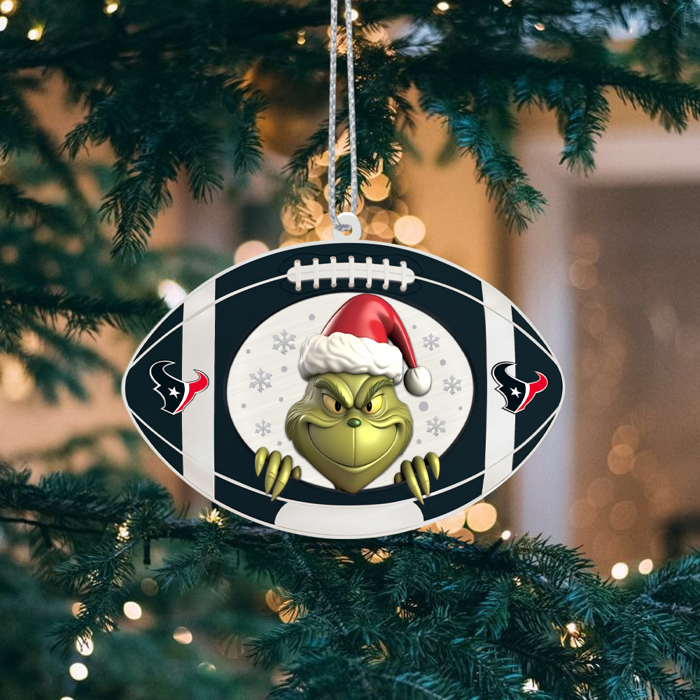 Sportswearmerch Houston Texans NFL The Grinch x Christmas Acrylic Ornament Gift For Fan