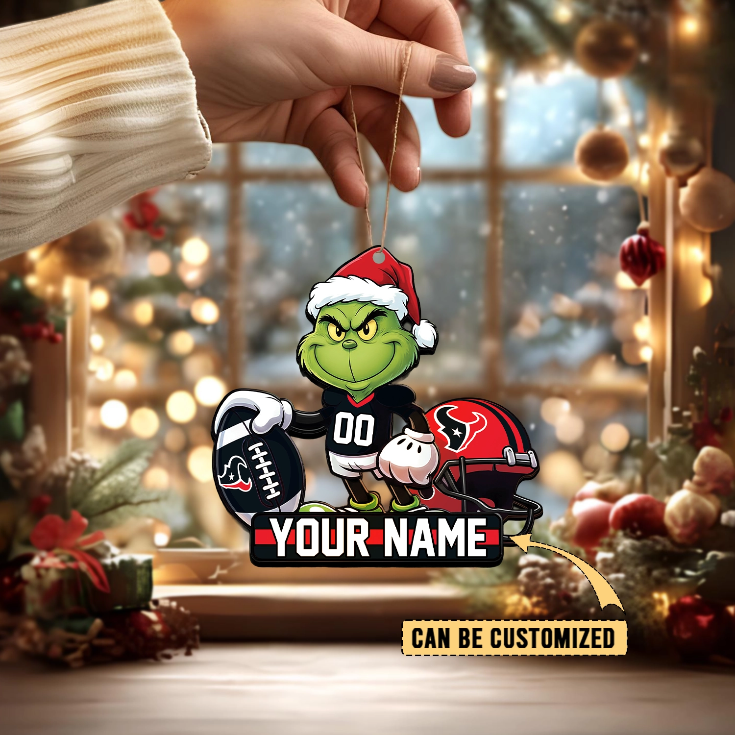 Sportswearmerch Houston Texans NFL The Grinch x Christmas Acrylic Ornament Gift For Fan