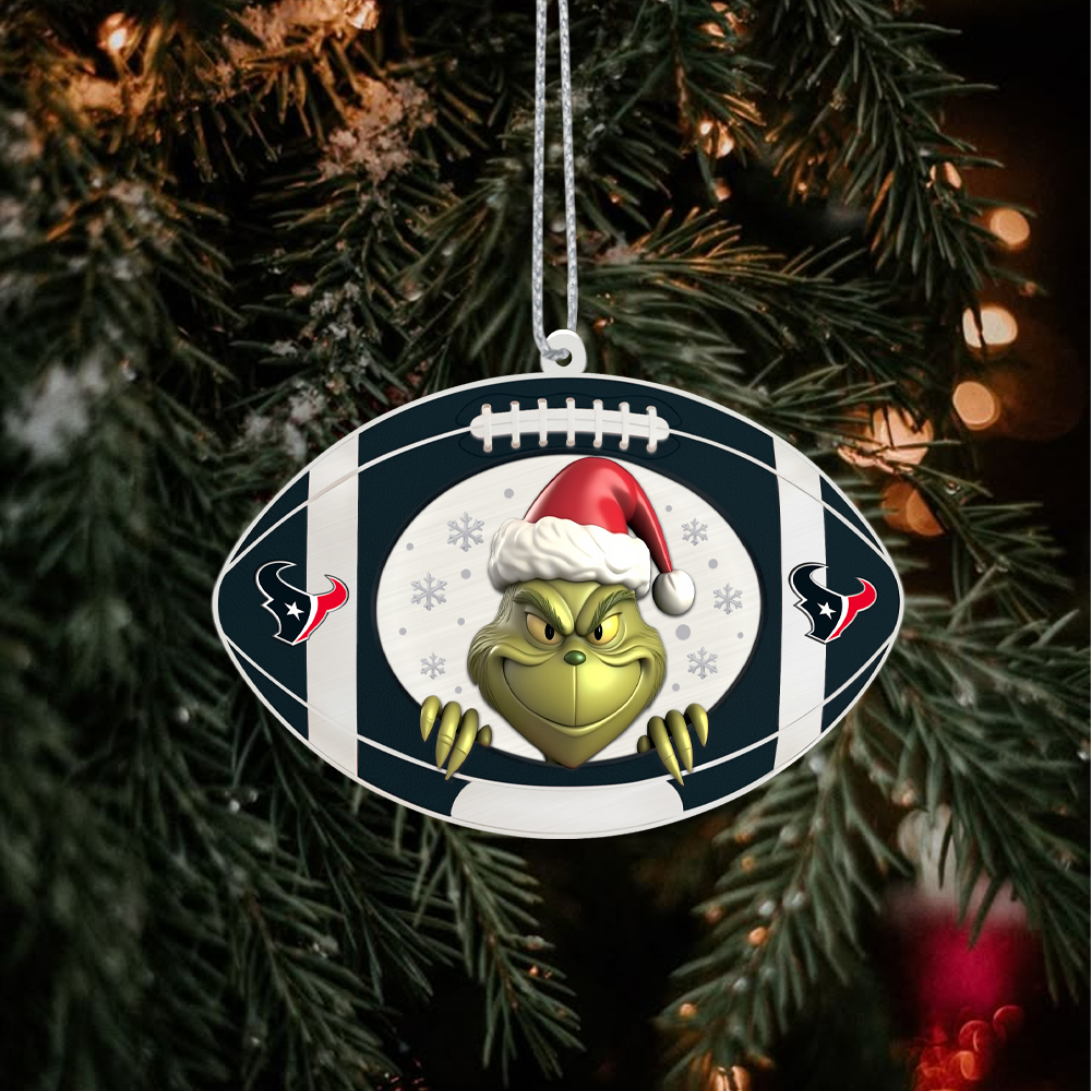 Sportswearmerch Houston Texans NFL The Grinch x Christmas Acrylic Ornament Gift For Fan