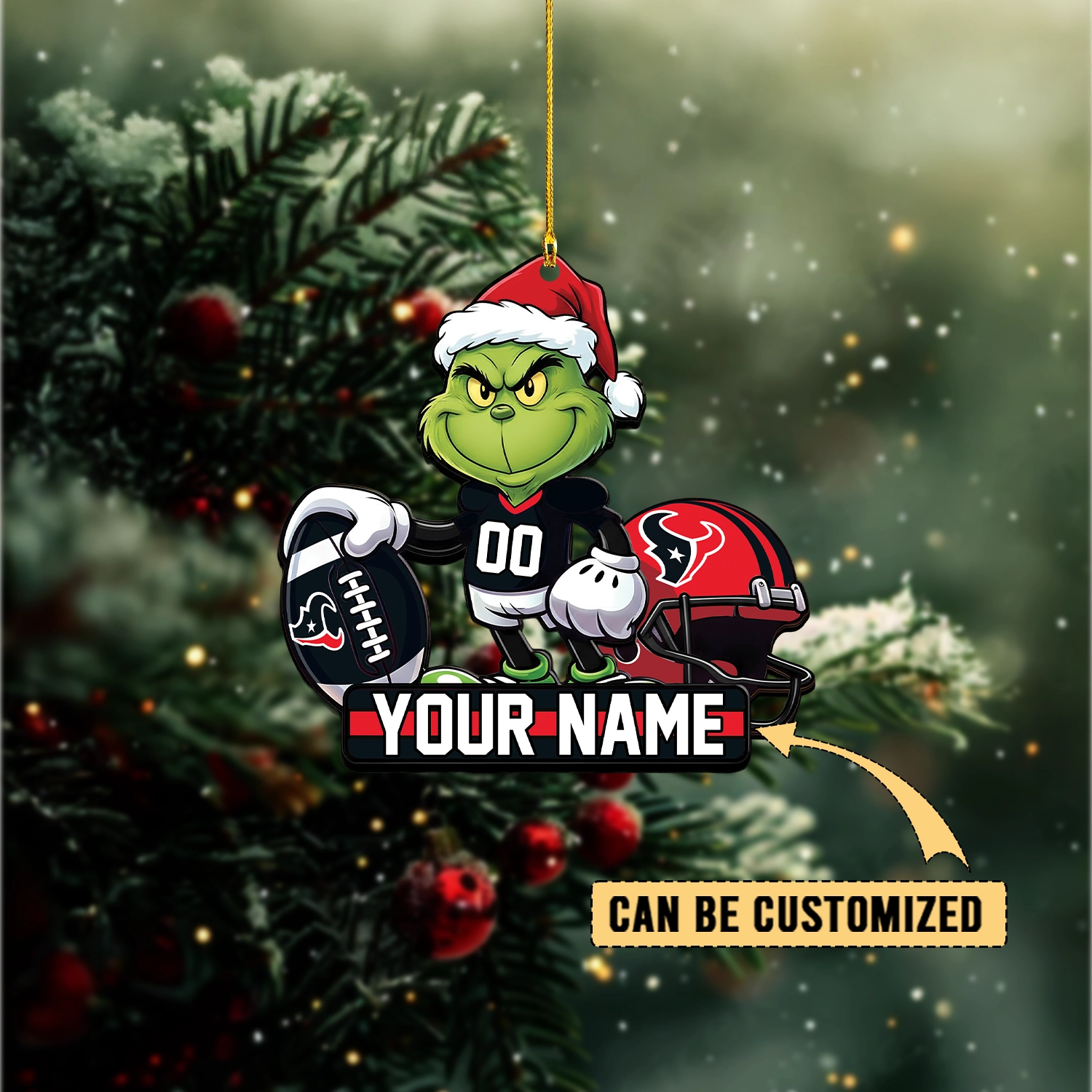 Sportswearmerch Houston Texans NFL The Grinch x Christmas Acrylic Ornament Gift For Fan