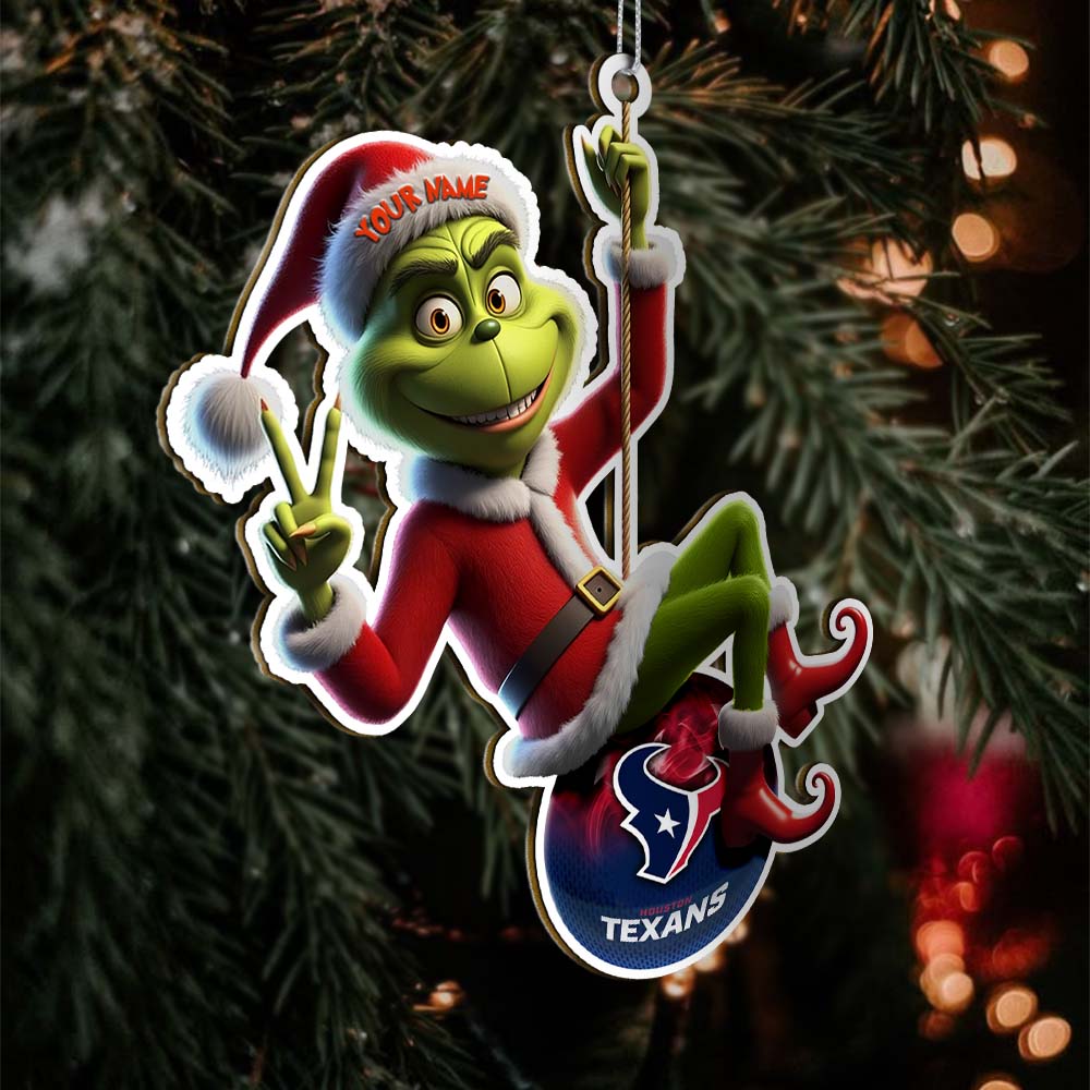Sportswearmerch Houston Texans NFL The Grinch x Christmas Acrylic Ornament Gift For Fan