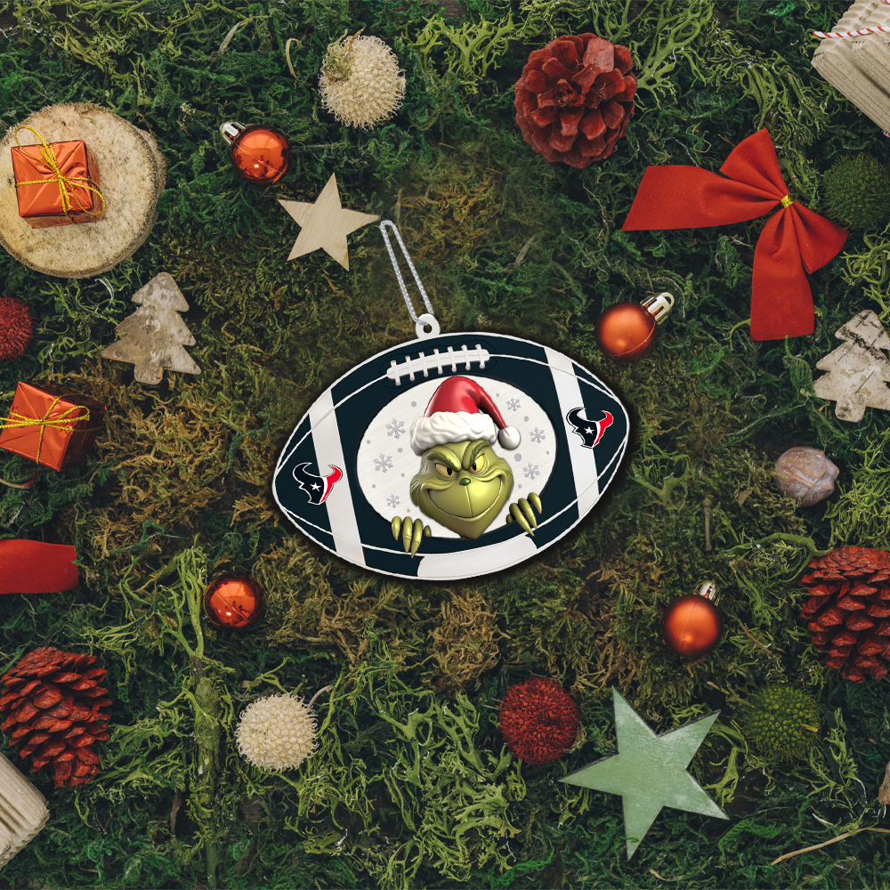 Sportswearmerch Houston Texans NFL The Grinch x Christmas Acrylic Ornament Gift For Fan