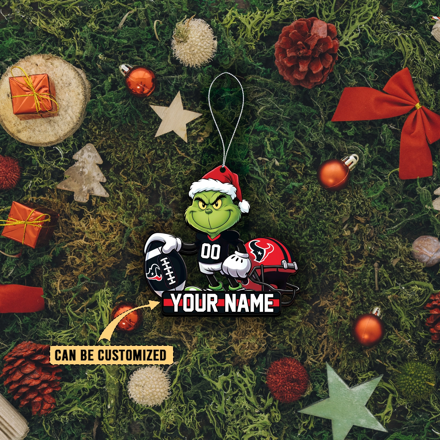 Sportswearmerch Houston Texans NFL The Grinch x Christmas Acrylic Ornament Gift For Fan