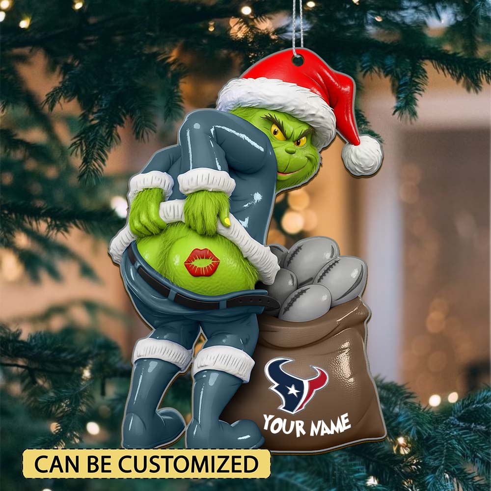 Sportswearmerch Houston Texans NFL The Grinch x Christmas Acrylic Ornament Gift For Fan