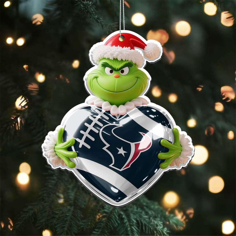 Sportswearmerch Houston Texans NFL The Grinch x Christmas Acrylic Ornament Gift For Fan