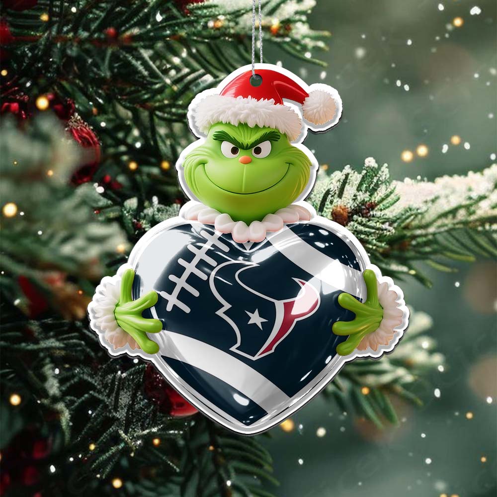 Sportswearmerch Houston Texans NFL The Grinch x Christmas Acrylic Ornament Gift For Fan