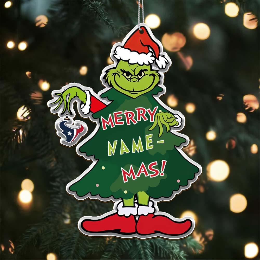 Sportswearmerch Houston Texans NFL The Grinch x Christmas Acrylic Ornament Gift For Fan