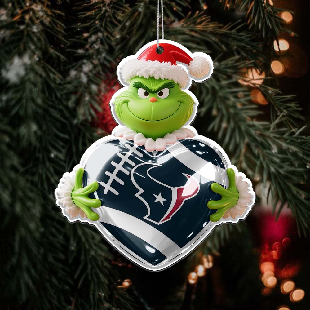 Sportswearmerch Houston Texans NFL The Grinch x Christmas Acrylic Ornament Gift For Fan