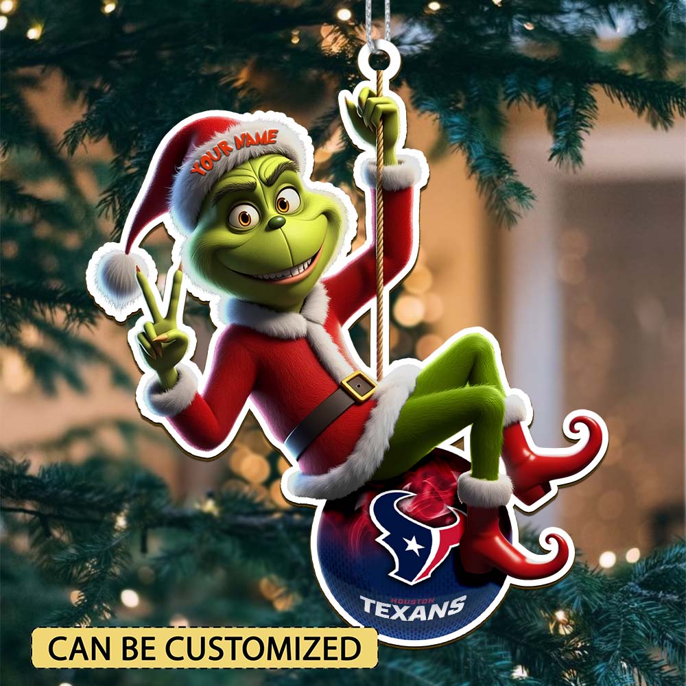 Sportswearmerch Houston Texans NFL The Grinch x Christmas Acrylic Ornament Gift For Fan
