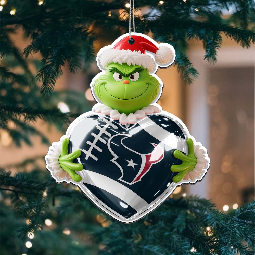 Sportswearmerch Houston Texans NFL The Grinch x Christmas Acrylic Ornament Gift For Fan
