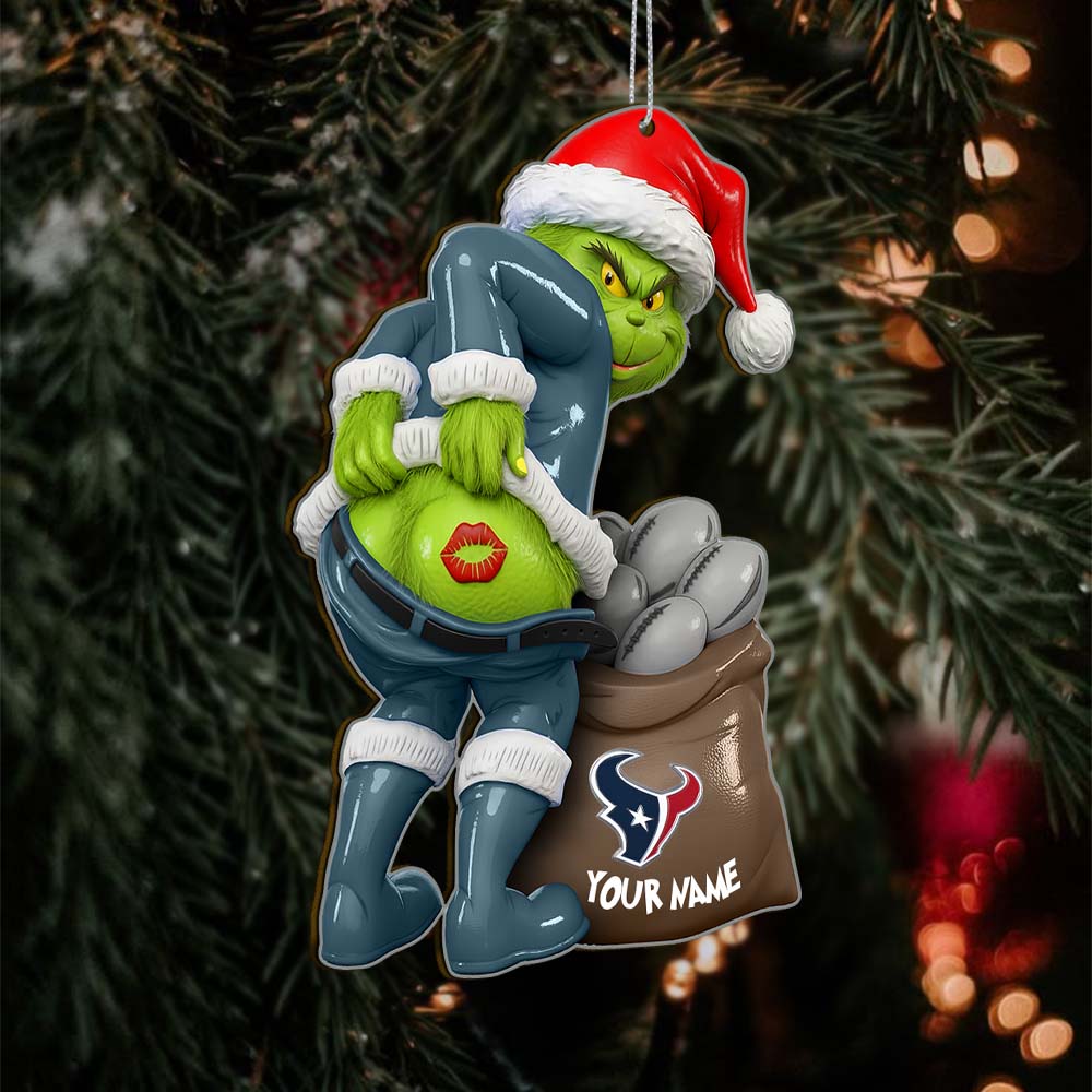 Sportswearmerch Houston Texans NFL The Grinch x Christmas Acrylic Ornament Gift For Fan