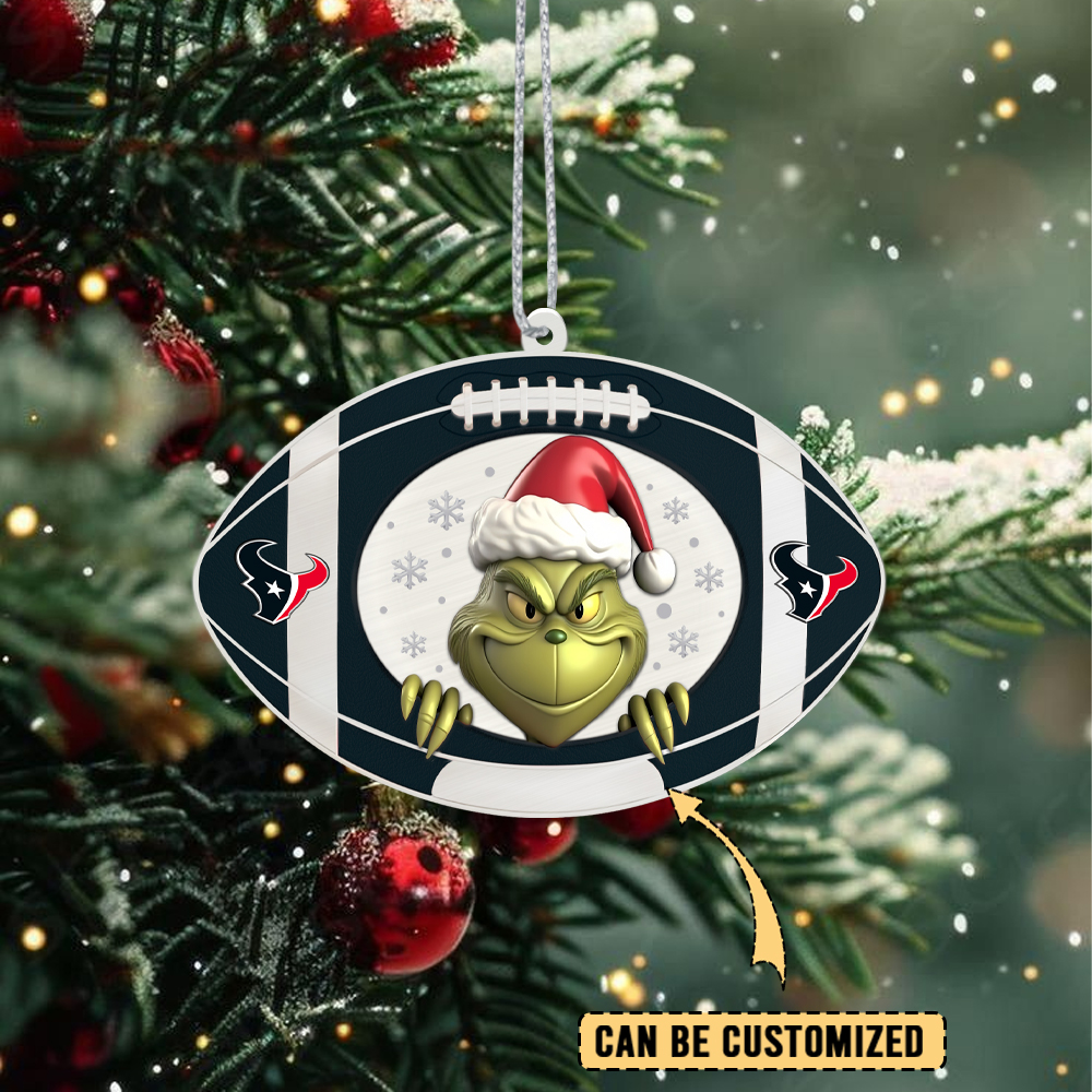 Sportswearmerch Houston Texans NFL The Grinch x Christmas Acrylic Ornament Gift For Fan