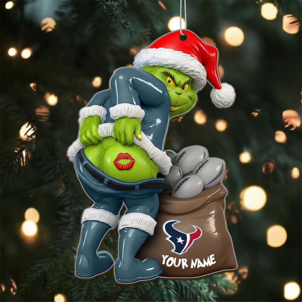 Sportswearmerch Houston Texans NFL The Grinch x Christmas Acrylic Ornament Gift For Fan