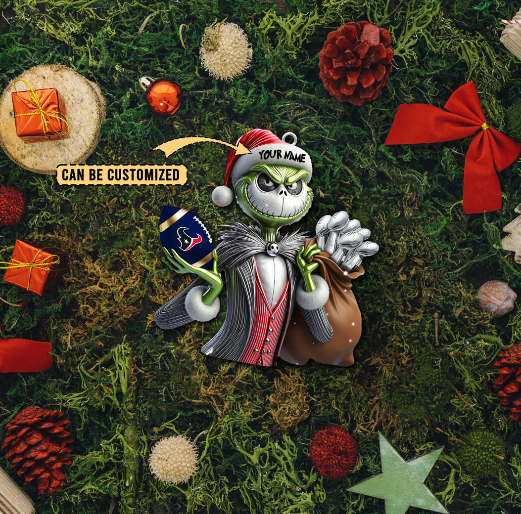 Sportswearmerch Houston Texans NFL The Grinch x Jack x Christmas Acrylic Ornament Gift For Fan