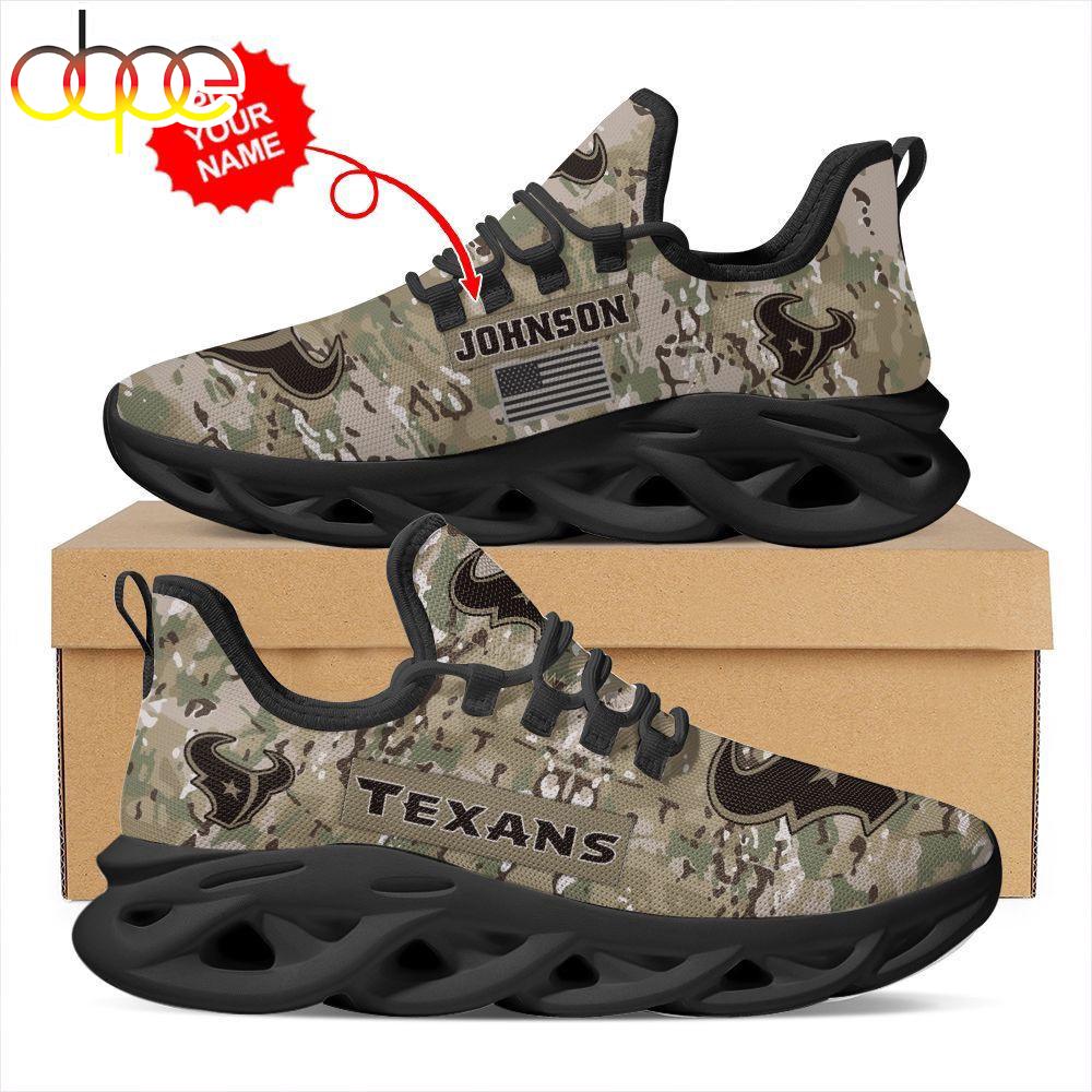 Sportswearmerch Houston Texans NFL US Army Military Veteran Camouflage Max Soul Shoes Sneakers For Men And Women