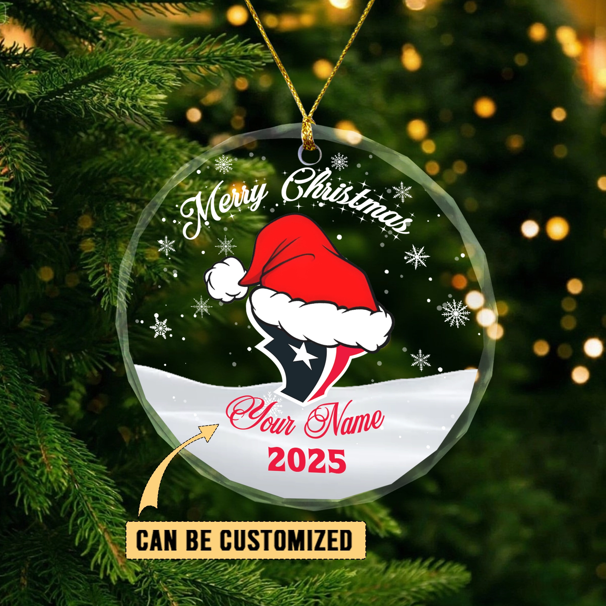 Sportswearmerch Houston Texans NFL x Christmas Glass Ornament Gift For Fan
