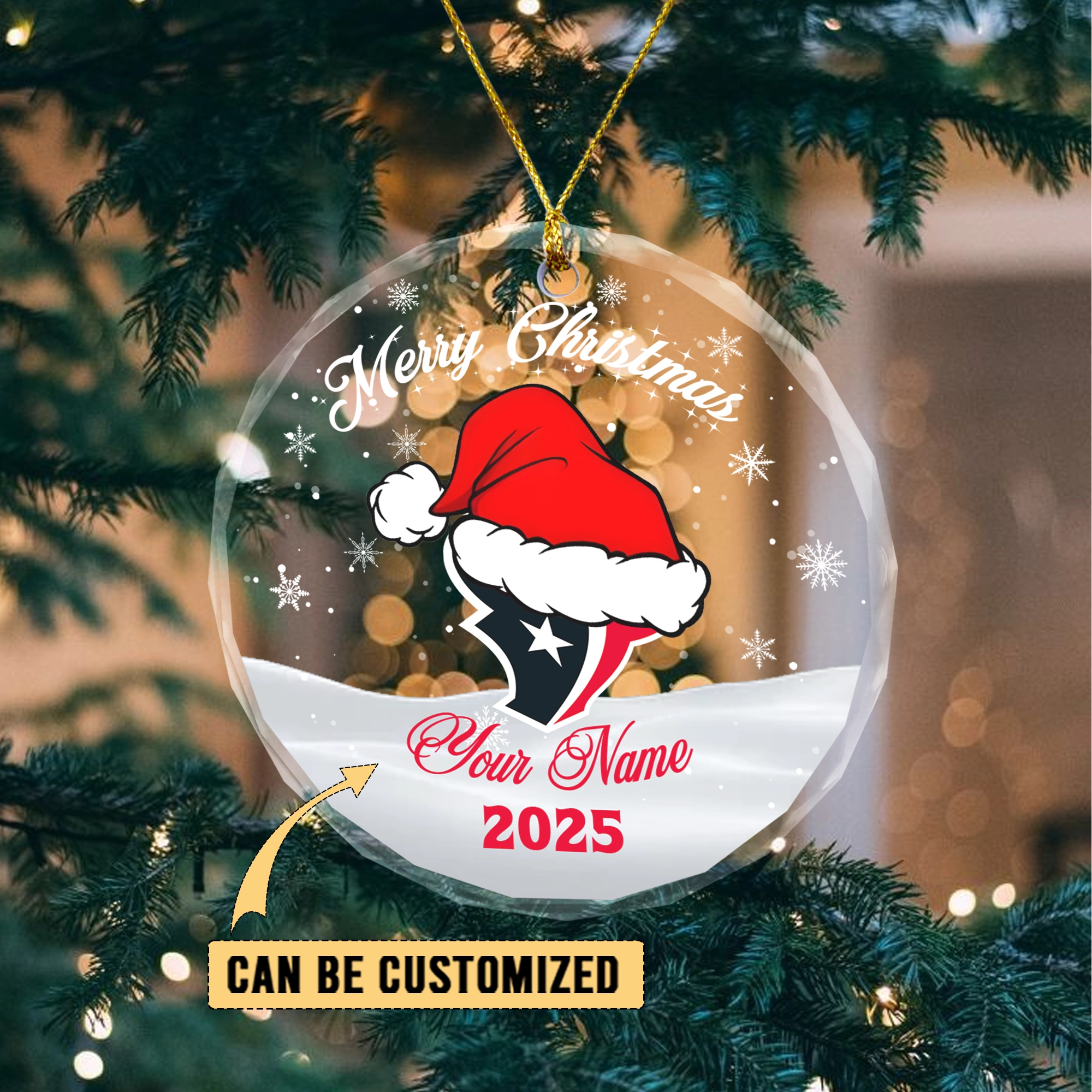 Sportswearmerch Houston Texans NFL x Christmas Glass Ornament Gift For Fan