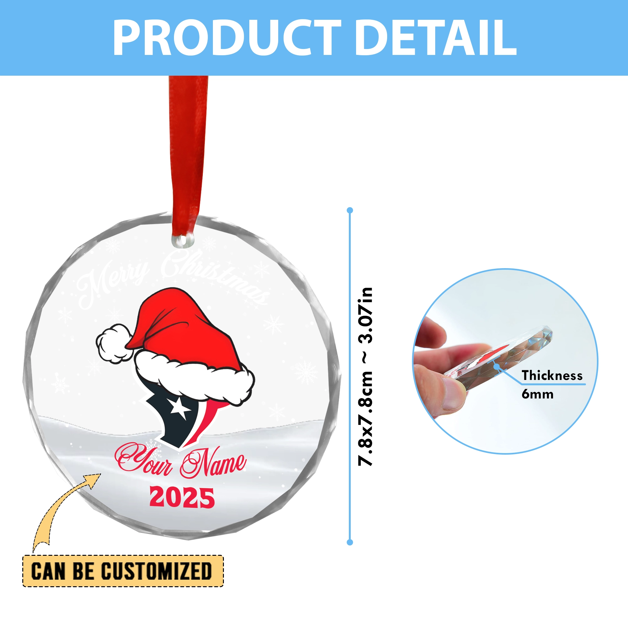 Sportswearmerch Houston Texans NFL x Christmas Glass Ornament Gift For Fan