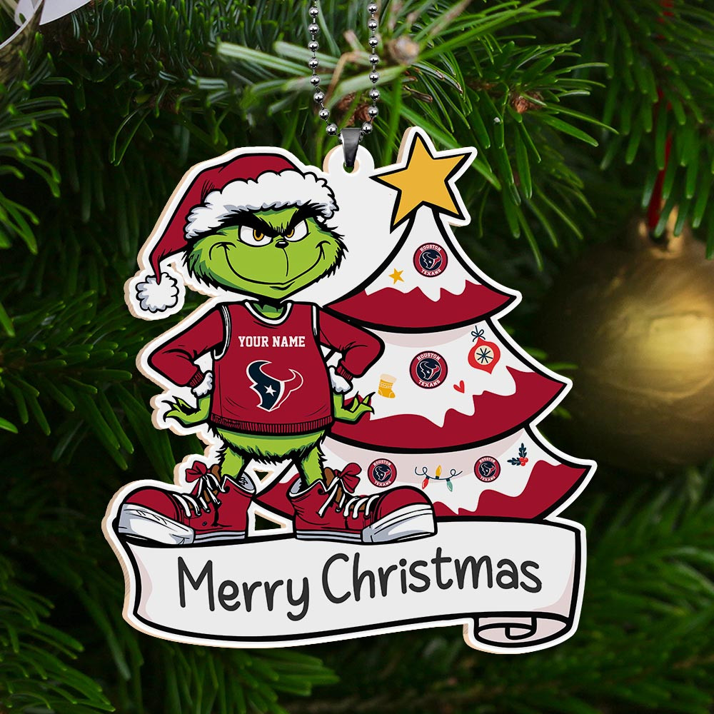 Sportswearmerch Houston Texans NFL x Grinch Merry Christmas Acrylic Ornament For Fans