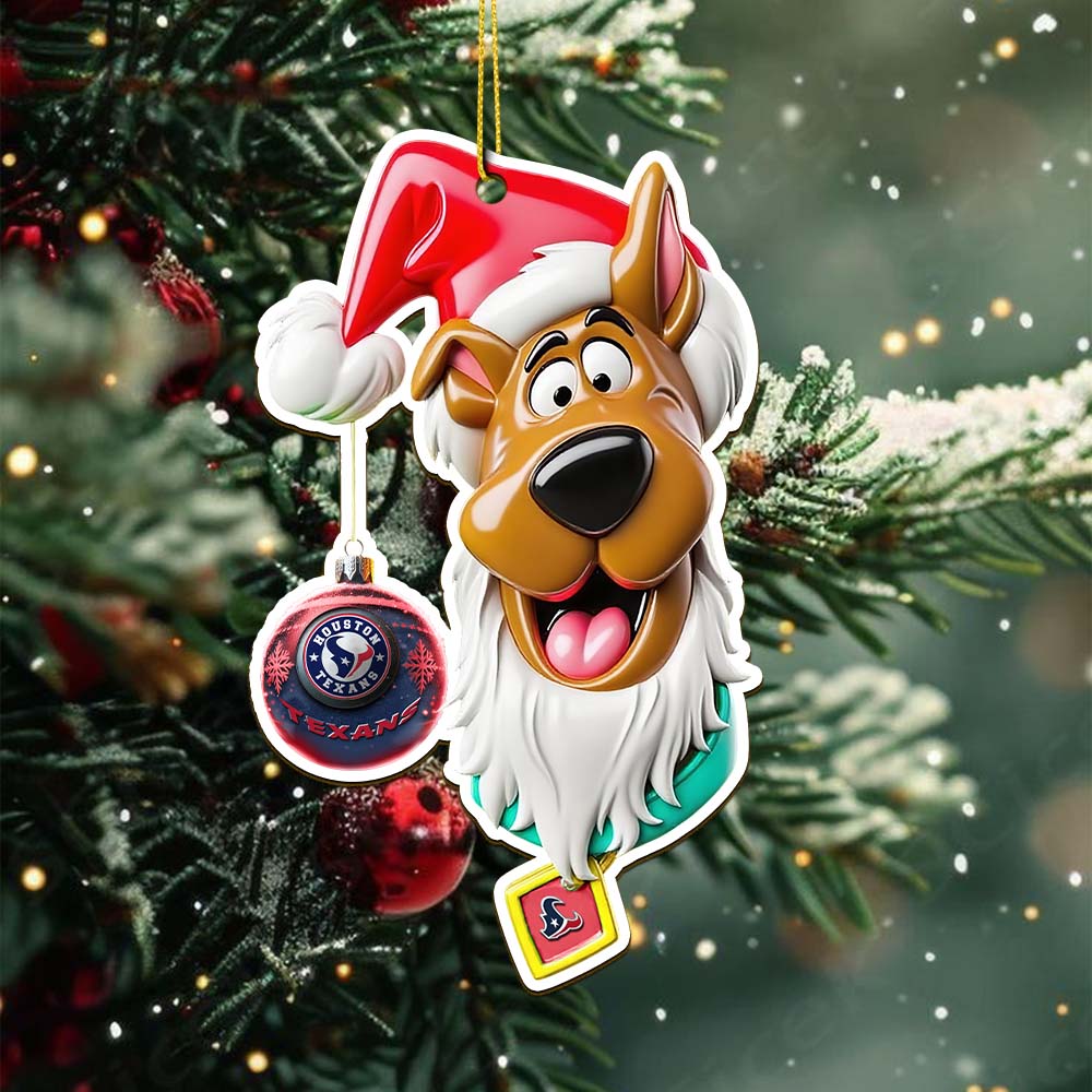 Sportswearmerch Houston Texans NFL x Scooby doo x Christmas Acrylic Ornament Gift For Fan