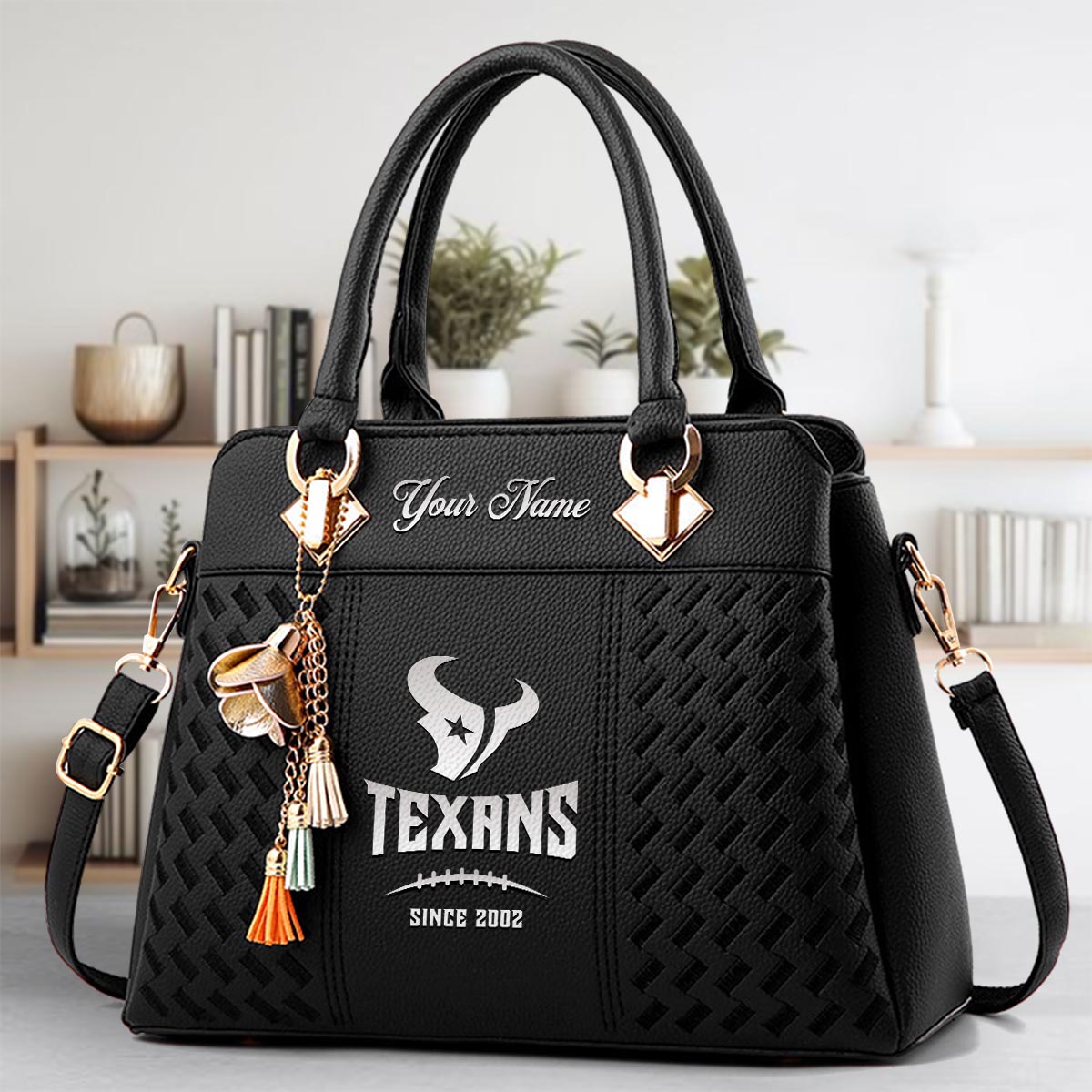Sportswearmerch Houston Texans NFL Zip Leather Handbag For Fan