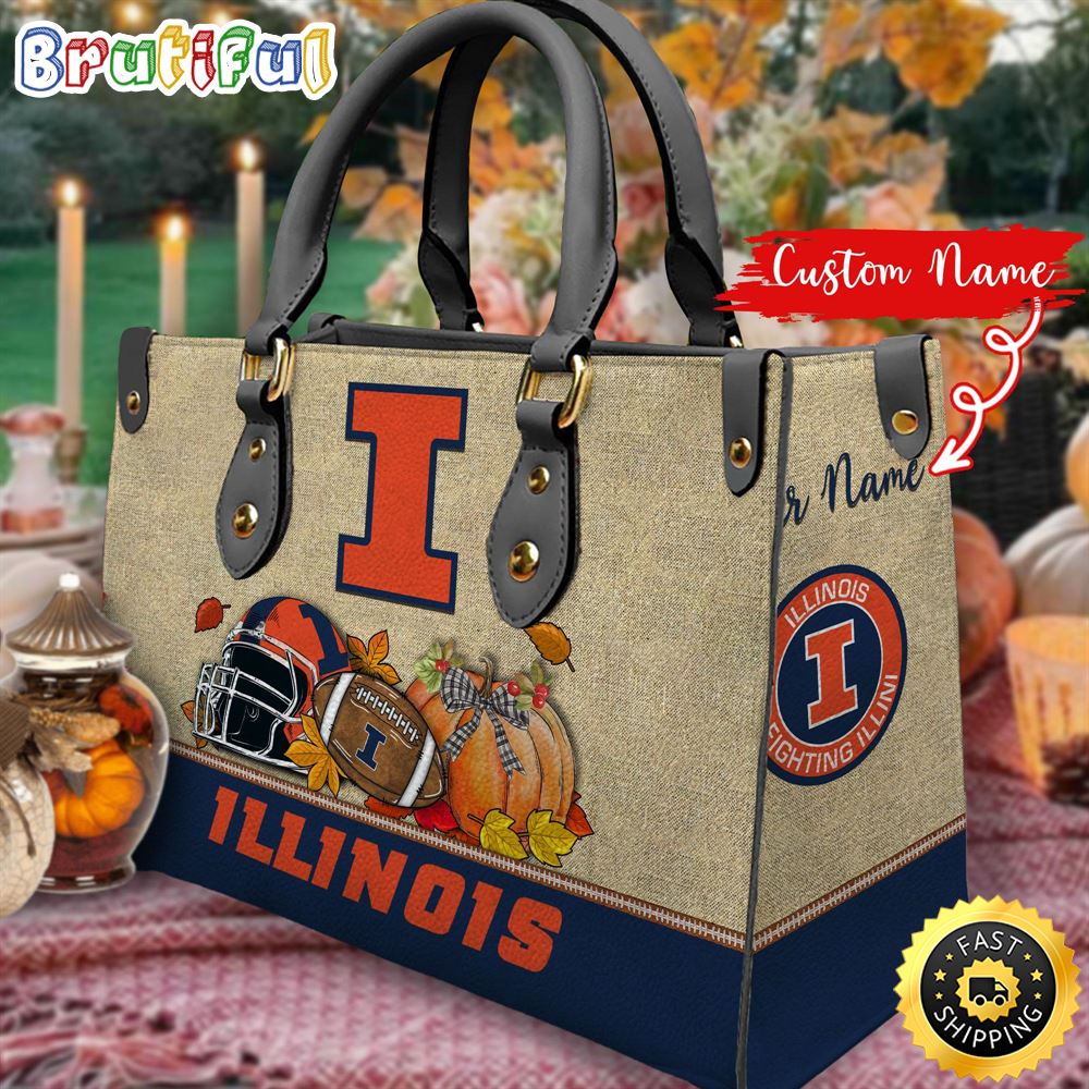 Sportswearmerch Illinois Fighting Illini NCAA Autumn Leather Handbag For Fan