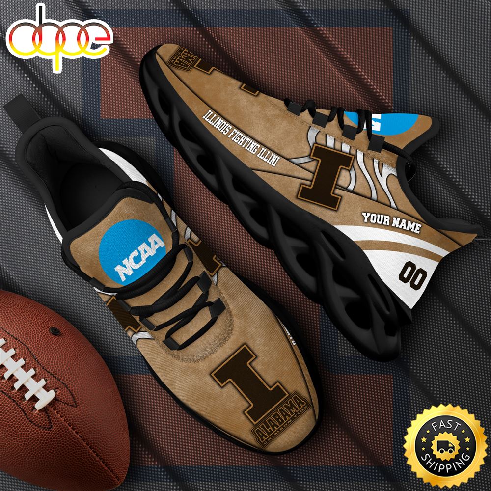 Sportswearmerch Illinois Fighting Illini NCAA Black Max Soul Shoes Sneakers For Men And Women