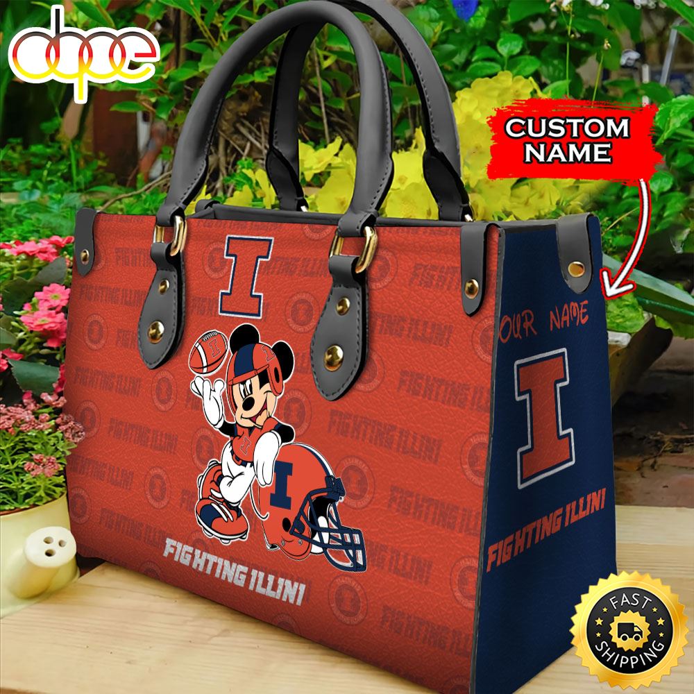 Sportswearmerch Illinois Fighting Illini NCAA Mickey Leather Bag For Fan