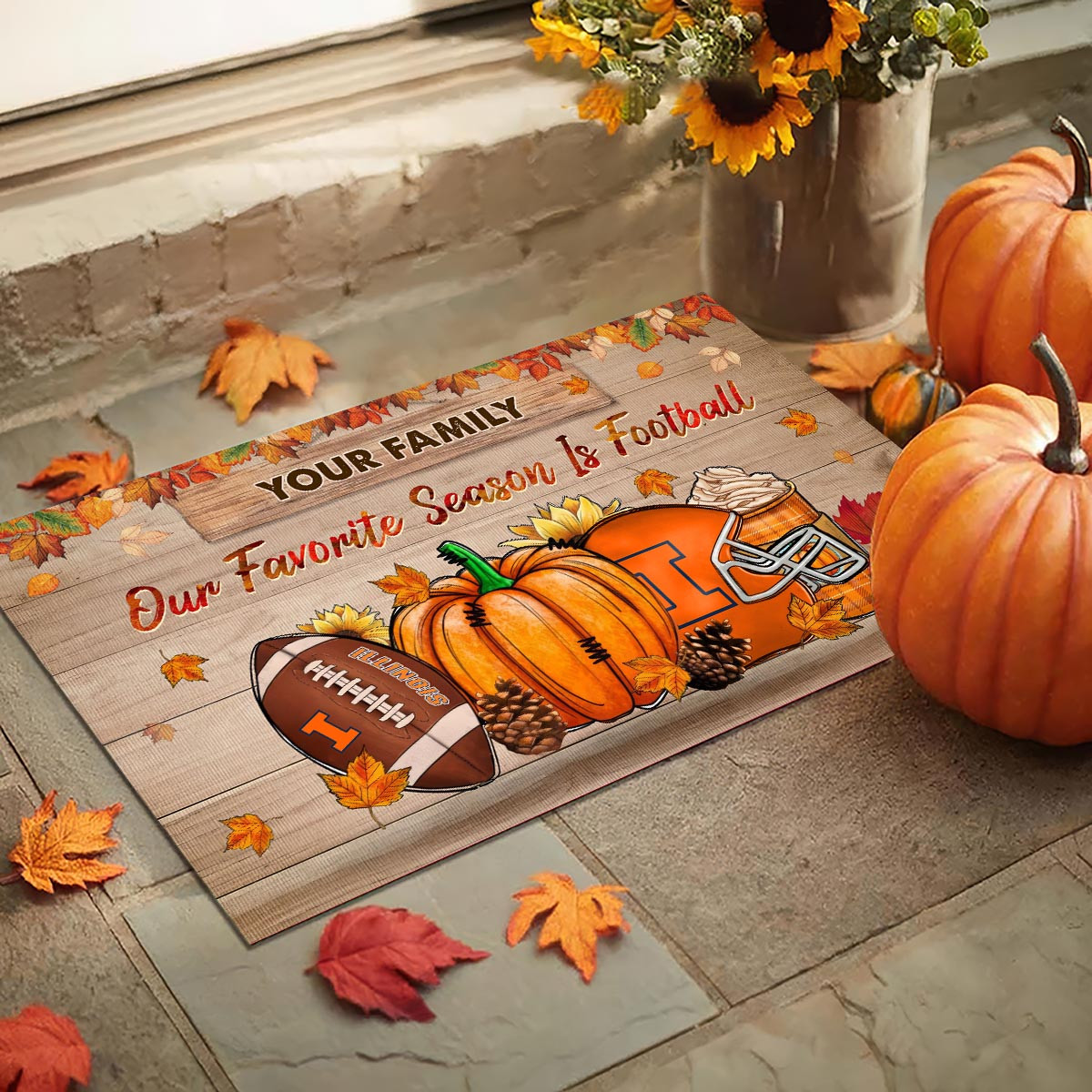 Sportswearmerch Illinois Fighting Illini NCAA Our Favorite Season is Football Doormat For Fan